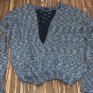 grey and white sweater